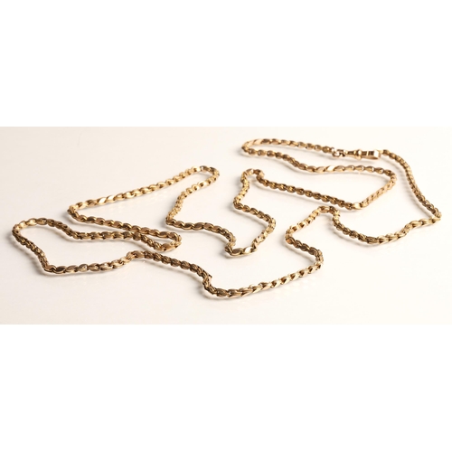 72 - 9ct yellow gold belcher chain, 125cm long, weight 40.8g