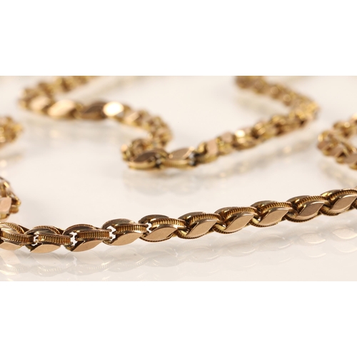 72 - 9ct yellow gold belcher chain, 125cm long, weight 40.8g