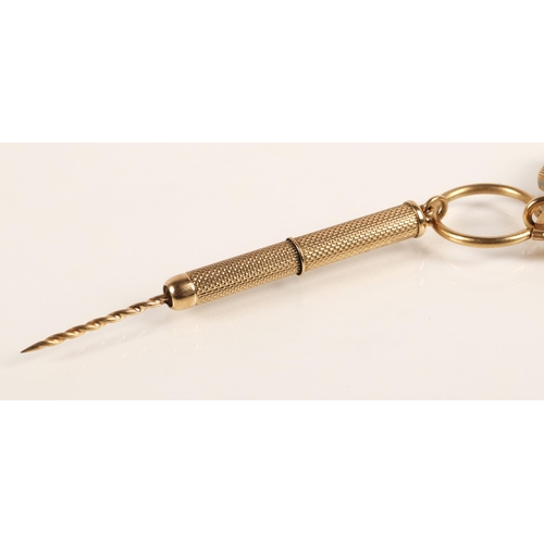 72A - 9ct gold mounted cigar cutter, 9ct gold piercer and 9ct gold keyring, gross weight 32g... 