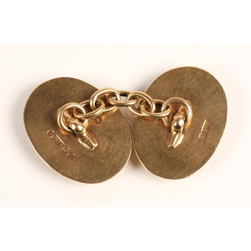 75A - Pair of Gents 9ct gold oval cufflinks, weight 9g