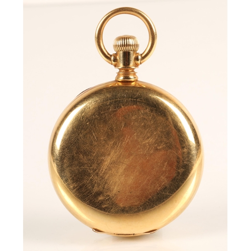 80 - Gents 18ct gold full hunter pocket watch by Fattorini & Sons, Bradford, white enamel dial with R... 