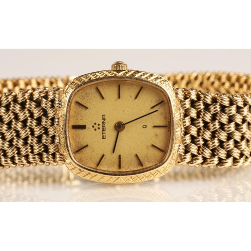83 - Ladies 9ct gold Eterna wrist watch on 9ct gold bracelet strap, quartz movement, gross weight 41g... 