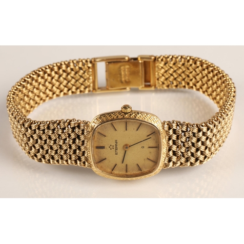 83 - Ladies 9ct gold Eterna wrist watch on 9ct gold bracelet strap, quartz movement, gross weight 41g... 