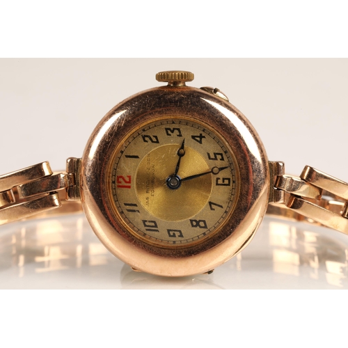 83A - Ladies 9ct gold wrist watch on a 9ct gold expandable strap, gross weight 25g