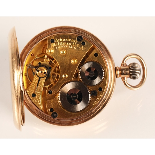 94 - Gents 9ct gold full hunter pocket watch, white enamel pocket watch with roman numerals and subsidiar... 
