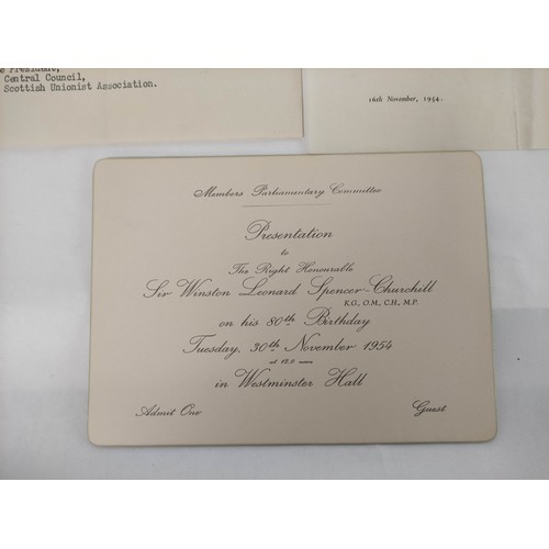 73 - CHURCHILL WINSTON S. - Signed letter. A seven line typed letter of thanks to The President, Central ... 