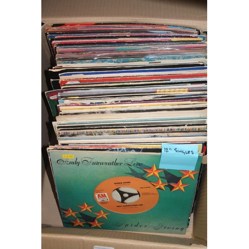Box containing 12'' vingl singles to include Shakatak, Michael Bolton ...