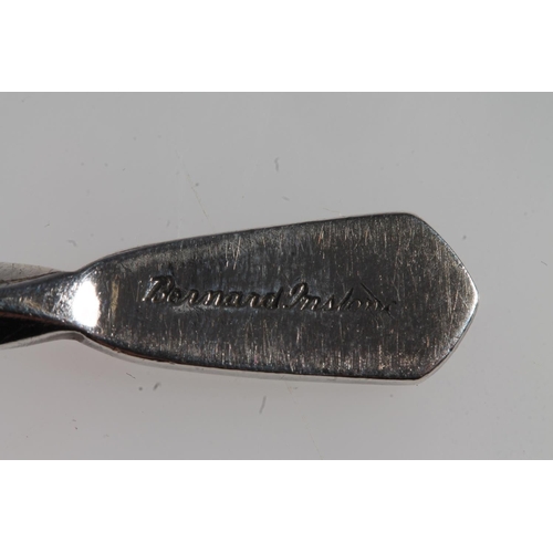 13 - Set of six Geo. V silver and enamel teaspoons, with thistle terminals leading to hammered bowls, Ber... 