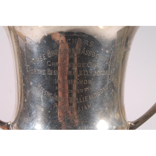 15 - Geo. V silver trophy, the two handled body engraved 'Machars Horse Breeding Association Challenge Cu... 