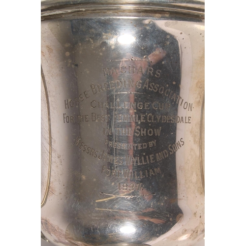 15 - Geo. V silver trophy, the two handled body engraved 'Machars Horse Breeding Association Challenge Cu... 