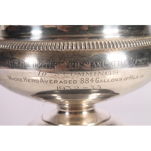 16 - Geo V. silver trophy bowl, of typical form and engraved, 'From the British Friesian Cattle Society, ... 