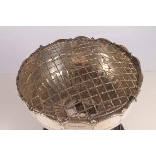 17 - Geo. V silver punch bowl, with gadrooned and cast spray border, half lobed body with conforming circ... 