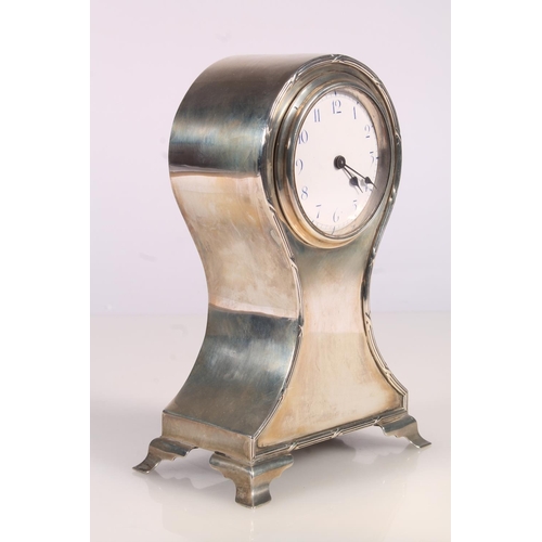 2 - Edwardian balloon shape mantel clock, with cast reeded and ribbon twist border, on four bracket feet... 