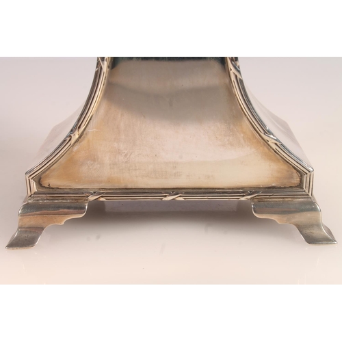 2 - Edwardian balloon shape mantel clock, with cast reeded and ribbon twist border, on four bracket feet... 