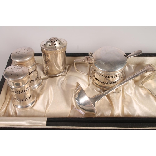 31 - Pair of Geo. V silver butter dishes, the pierced holders with frosted glass liners, Charles Perry &a... 