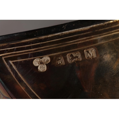 33 - Geo. V Art Deco silver sauce boat, of typical symmetrical form with looped handle and stepped base, ... 