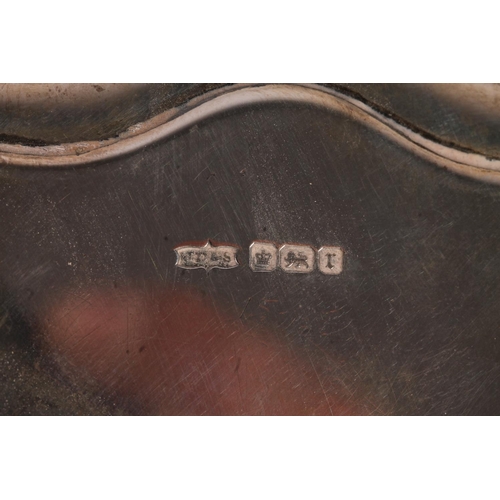 46 - Edwardian silver tray or salver of octagonal form with wavy edged rim, with ball and claw supports, ... 