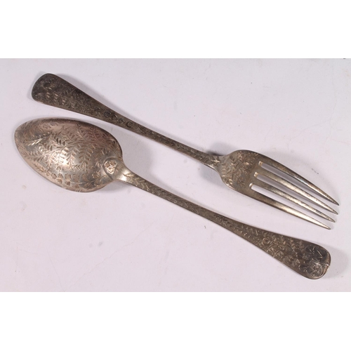 48 - Cased silver four piece christening set comprising fork, spoon, christening mug and napkin ring, Lon... 