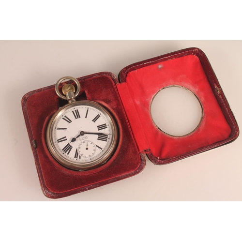 50 - Silver fronted easel desk clock case, William Comyns, London, 1904, with goliath pocket watch having... 