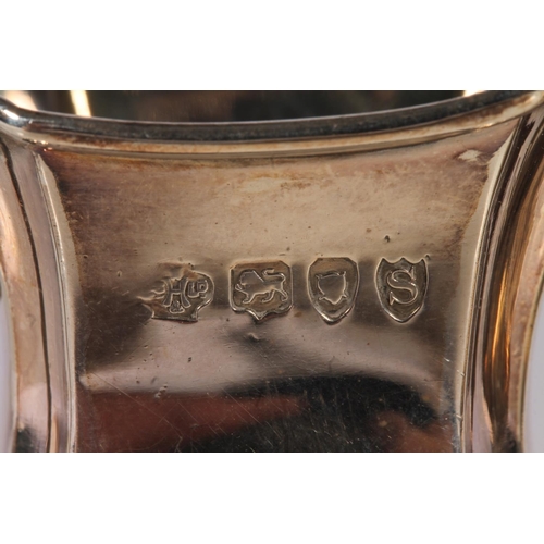 9 - Victorian silver three piece bachelors tea set, the teapot with ebonised angular handle and shaped t... 