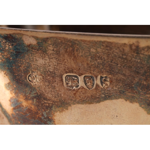 9 - Victorian silver three piece bachelors tea set, the teapot with ebonised angular handle and shaped t... 