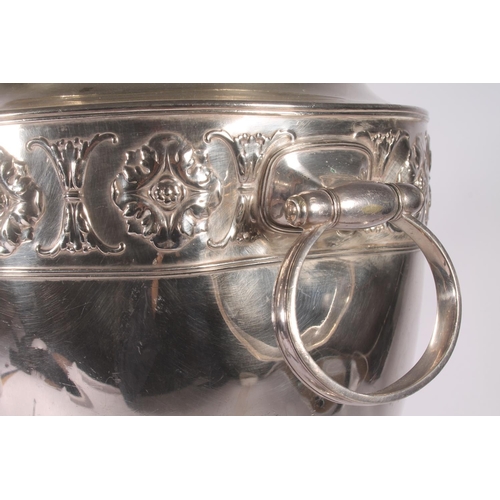 24 - Elkington and Co. silver plated samovar, late 19th century, the urn finial over a domed and embossed... 