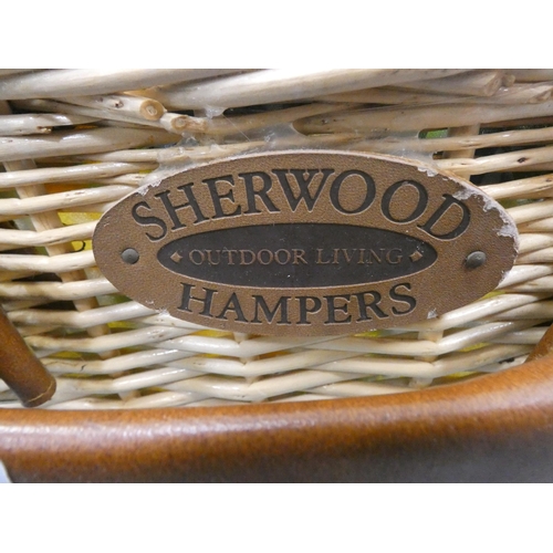 28 - Wicker picnic hamper and contents.