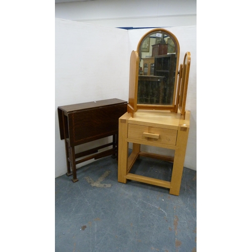 357 - Sutherland table, triple dressing glass and a John Lewis lamp table.