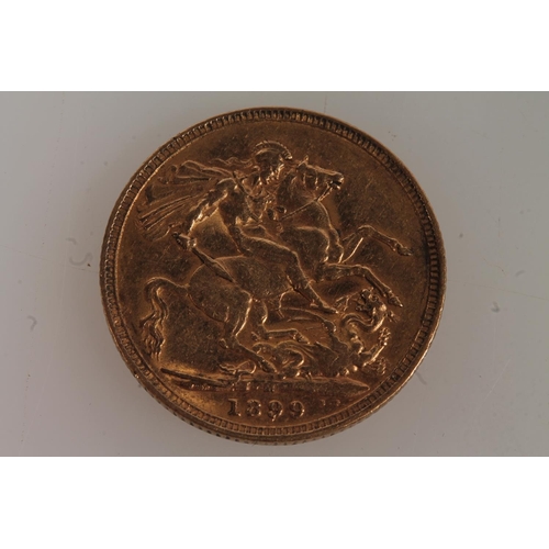 1679 - UNITED KINGDOM Queen Victoria (1837-1901) gold sovereign 1899 M (Melbourne Mint Australia), old veil... 