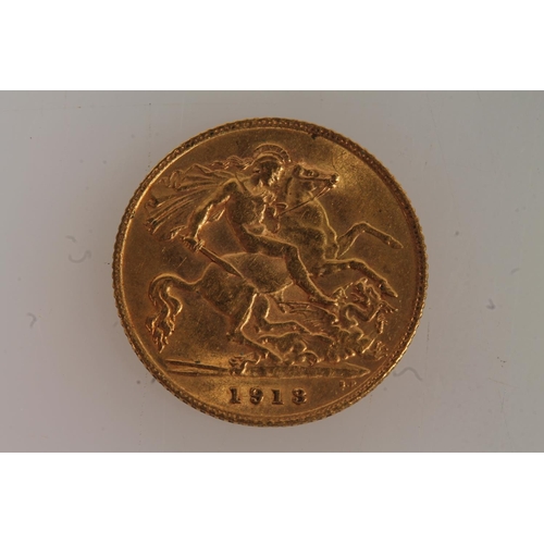 1680 - UNITED KINGDOM King George V (1910-1936) gold half sovereign 1913, S4006.