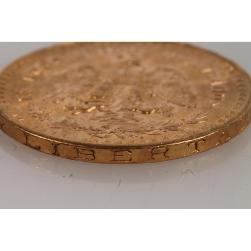 1685 - MEXICO gold fifty pesos coin 1947, probably a restrike from the period 1949-1972 in which near 4mill... 