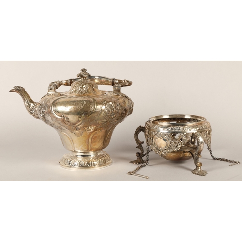 97 - Impressive silver spirit kettle, assay marked London 1916, maker D & J Wellby Ltd of London, app... 