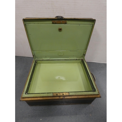16 - Victorian toleware strong box.