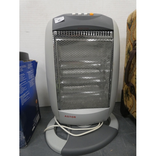 45 - Shredder, Astor heater and a suitcase.