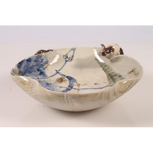 15 - Japanese pottery bowl, 19cm diameter.