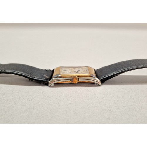 90 - Vintage Gentleman's Rolex Prince 9ct gold two tone wrist watch, rectangular silvered dial with numbe... 