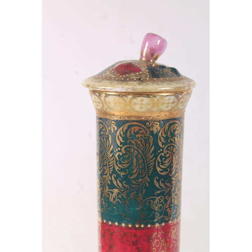 25 - Pair of Austrian Vienna style porcelain bottle vases, 35cm high.