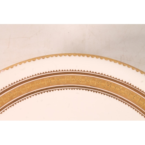 27 - Victorian porcelain cakestand with central painted landscape decoration.