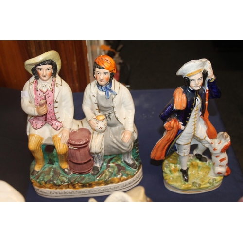 35 - Five 19th century Staffordshire figures, largest 33cm high.