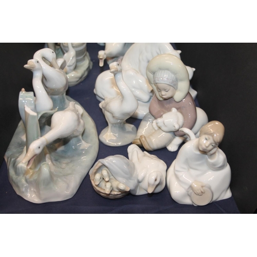47 - Nao, and other, Spanish porcelain figurines.
