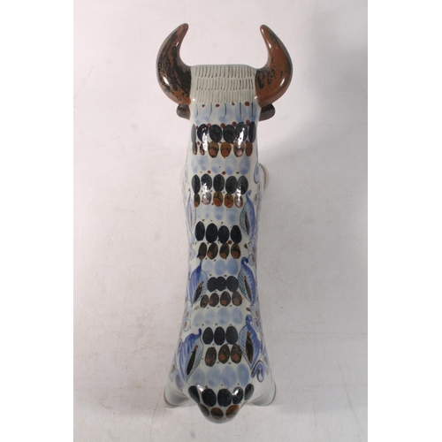 5 - Continental Studio Pottery model of a bull, 36cm long.