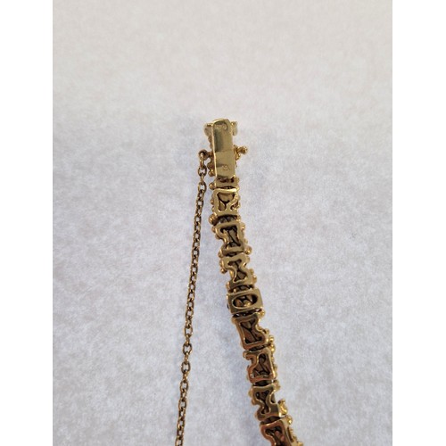77 - Ladies 18ct yellow gold bracelet set with six lapis lazuli beads, gross weight 29.6g, approx. length... 