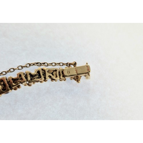 77 - Ladies 18ct yellow gold bracelet set with six lapis lazuli beads, gross weight 29.6g, approx. length... 