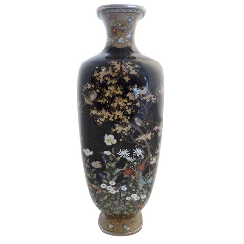 310 - Hayashi Kodenji (1831 - 1915)Fine Japanese cloisonné enamel bird tree vase, Meiji 1868 - 1912, worke... 