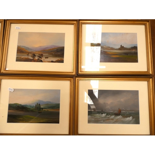 10 - Set of six 19th century schoolLakeland Views watercolor, 14cm x 21cm