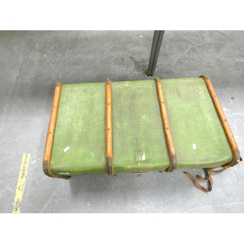 19 - Large antique cane bound travel trunk.