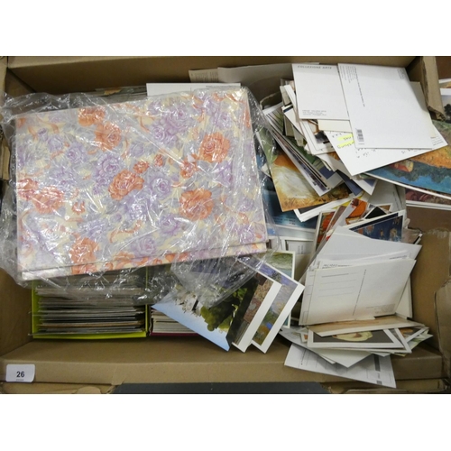 26 - Large box of vintage postcards.