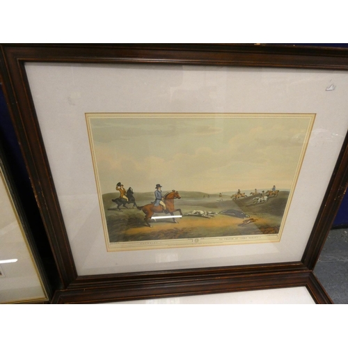 27 - Pears print, Butterflies, a pair of hunting prints and another (4)