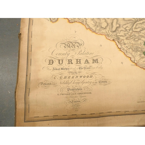 52 - C. Greenwood hand coloured map of Durham and Westmorland.