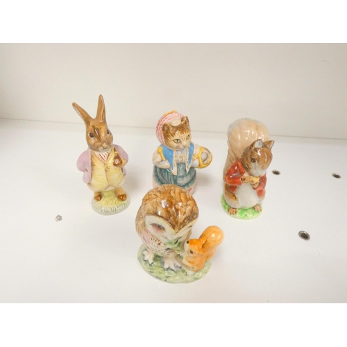 64 - Four Beswick Beatrix Potter figures to include Mr. Brown, Benjamin Bunny, Cousin Ribby, Timmy Tiptoe... 